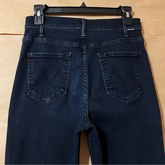 Mother The Hustler Ankle Fray Jeans Night in Paris High Rise Flare Denim Size 28